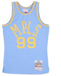 Mitchell & Ness - Fitness ,Blauw ,Polyester Vintage Basketbal Tanktop George Mikan - Lyst