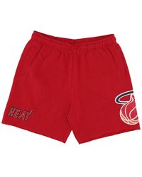 Mitchell & Ness - Fitness ,Rood ,Katoen Miami Heat Vintage Logo Fleece Shorts - Lyst