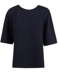 P.A.R.O.S.H. - Blaue seidenbluse mit kurzen ärmeln,blaue satinbluse mit kurzen ärmeln,blaue satinbluse mit kurzen ärmeln - Lyst