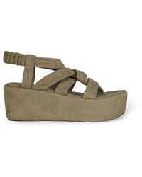 Cortana - Schoenen ,Groen ,Leer Mosgroene Platformsandaal - Lyst
