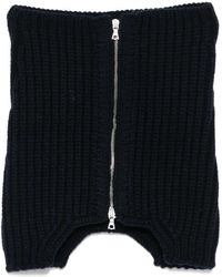 Dries Van Noten - Accessoires ,Blauw ,Wol Zwart Geribbeld Gebreid Sjaal - Lyst