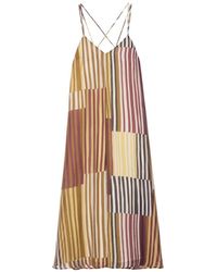 Ottod'Ame - Gestreept Patchwork Jurk - Lyst