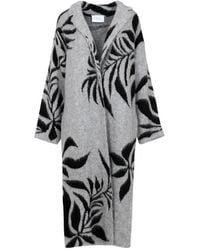 Kaos - Jassen ,Grijs ,Wol Grijs Wol Gebreid Jacquard Badjas Stijl - Lyst