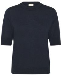 Part Two - Truien & Vesten ,Blauw ,Wol Korte Mouw Donkerblauwe Gebreide Trui - Lyst