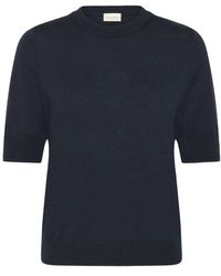 Part Two - Truien & Vesten ,Blauw ,Wol Korte Mouw Donkerblauwe Gebreide Trui - Lyst
