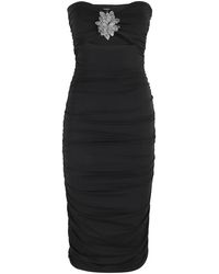 Amen - Zwart Zilver Hart Gedrapeerde Midi Jurk - Lyst