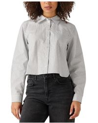 My Essential Wardrobe - Blauwe Jeanmw Short Shirt Blouse - Lyst