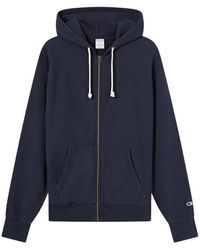 Champion - Hoodies & Sweatvesten ,Blauw ,Felpa Con Cappuccio Full Zip Reverse Weave - Lyst