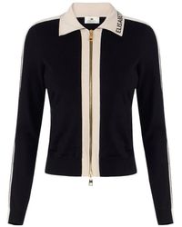 Elisabetta Franchi - Gebreid Jasje Met Glanzende Viscose Banden - Lyst
