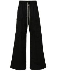 Rick Owens - Broeken ,Zwart ,Katoen Cargo Broeken Met Riemen En Wijde Pijpen - Lyst