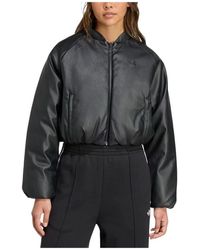 adidas - Fitness ,Zwart ,Polyester Pleather Bomber Synthetic Down Jacket - Lyst