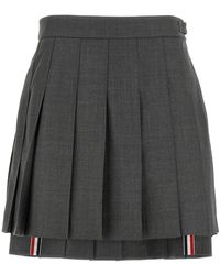 Thom Browne - Wool Pleated Mini Skirt - Lyst