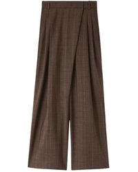 Ganni - Licht Wol Melange Streep Wrap Broek - Lyst