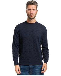 ARMANI EXCHANGE - Truien & Vesten ,Blauw ,Blauwe Golvende Textuur Crew Neck Sweater - Lyst