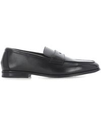 Doucal's - Schoenen ,Zwart ,Leer Zwarte Leren Loafers Met Uitgesneden Details - Lyst