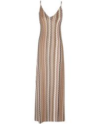 MC2 Saint Barth - Kleedjes ,Bruin ,Bruine Chevron Maxi Jurk - Lyst