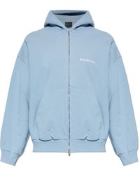 Balenciaga - Hoodies & Sweatvesten ,Blauw ,Katoen Back Zip-Up Hoodie Regular Fit - Lyst