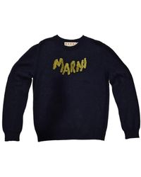 Marni - Blauw Katoen Logo T-Shirt - Lyst