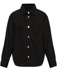 Ami Paris - Overhemden ,Zwart ,Denim Denim Shirt Met Geborduurd Logo - Lyst