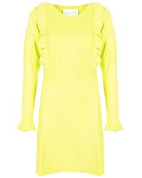 Silvian Heach - Midi-Kleid mit Geflochtenem Muster und Gerüschter Vorderseite - Lyst
