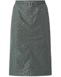 Pinko - Rokken ,Groen ,Polyester Midi Rok Met Sierjuwelen - Lyst