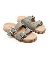 Gioseppo - Schoenen ,Grijs ,Leer Studded Leren Sandaal Met Dubbele Gesp - Lyst