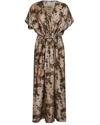 Uma Wang - Kleedjes ,Veelkleurig ,V-Hals Kimono Midi Jurk - Lyst