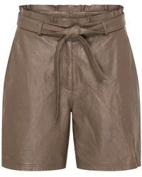Btfcph - Korte Broeken ,Grijs ,Leer Leren Shorts - Lyst