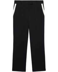 Oltre - Broeken ,Zwart ,Polyester Regular Broek Met Contrasterende Bies - Lyst
