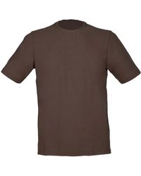 Gran Sasso - Braunes baumwoll-crepe t-shirt mit seitenschlitzen,vintage oranges t-shirt mit seitlichen öffnungen - Lyst