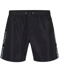 Iceberg - Badmode ,Zwart ,Polyester Zwarte Zwemshort Met Taping - Lyst