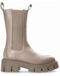 COPENHAGEN - Graue leder chelsea boots mit geometrischen elementen - Lyst