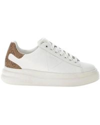 Guess - Schoenen ,Wit ,Leer Witte Leren Sneakers Met 4G-Logo - Lyst