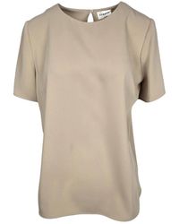 P.A.R.O.S.H. - P.A.R.O..H. ,Overhemden ,Polyester Zandkleurige Top Met Korte Mouwen - Lyst
