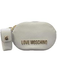 Love Moschino - Borsa a tracolla bianca con logo lettering in metallo - Lyst