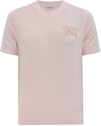 Burberry - Truien & Vesten ,Roze ,Katoen Anisa Short-Sleeve Cardigan - Lyst
