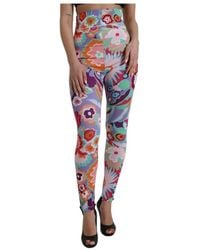 Dolce & Gabbana - Blumige leggings mit hoher taille - Lyst