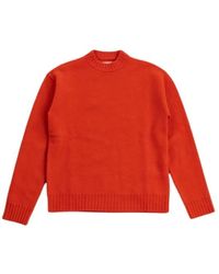 Jil Sander - Maglione rosso in lana merino con girocollo - Lyst