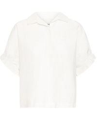 Ichi - Overhemden ,Wit ,Katoen Cloud Dancer Vrouwelijk Shirt Met Pofmouwen - Lyst