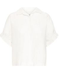 Ichi - Overhemden ,Wit ,Katoen Cloud Dancer Vrouwelijk Shirt Met Pofmouwen - Lyst