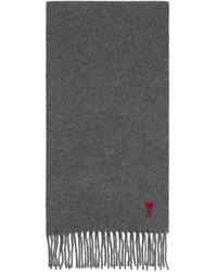 Ami Paris - Accessoires ,Grijs ,Monogram Hart Sjaal Met Franje - Lyst