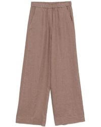 Antonelli - Broeken ,Bruin ,Linnen Aarde Bruine Linnen Elastische Broek - Lyst