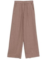 Antonelli - Broeken ,Bruin ,Linnen Aarde Bruine Linnen Elastische Broek - Lyst