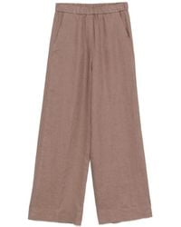 Antonelli - Broeken ,Bruin ,Linnen Aarde Bruine Linnen Elastische Broek - Lyst