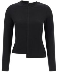 Y-3 - Tops ,Zwart ,Katoen Long Sleeve Mesh T-Shirt - Lyst