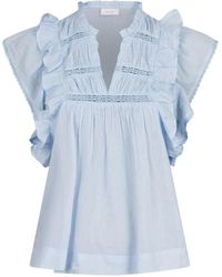 Neo Noir - Overhemden ,Blauw ,Lichtblauwe Voile Blouse - Lyst