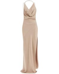ANDAMANE - Satin vera maxikleid mit v-ausschnitt - Lyst