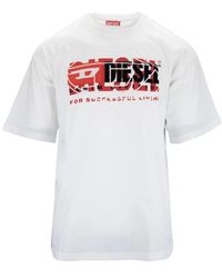 DIESEL - T-shirt mit geripptem kragen - Lyst