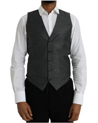 Dolce & Gabbana - Kostuums ,Grijs ,Wol Grijze Wol Formele Vest - Lyst
