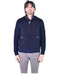 Eleventy - Jassen ,Blauw ,Wol Giubbino Bimaterico Full Zip - Lyst
